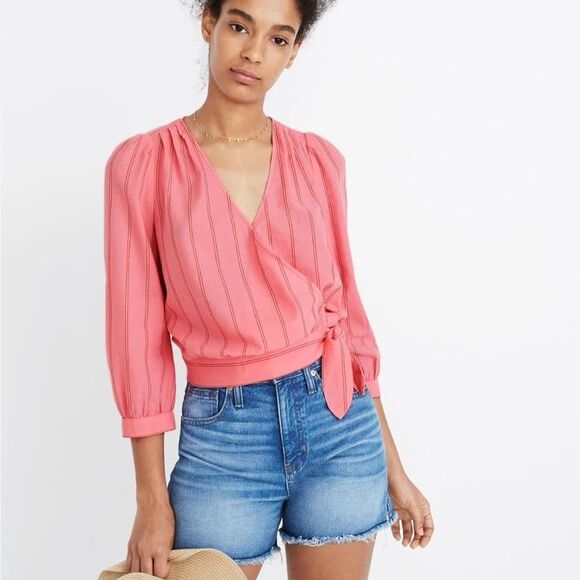Madewell Wrap Top in Cecelia Stripe NWT - Picture 1 of 12